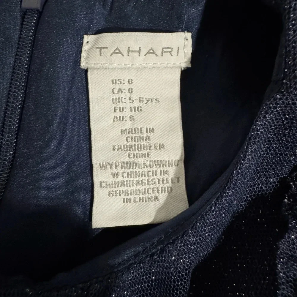 Tahari Girl's Dressy Holiday Glitter Dress Size 6 Midnight Blue Sparkle
